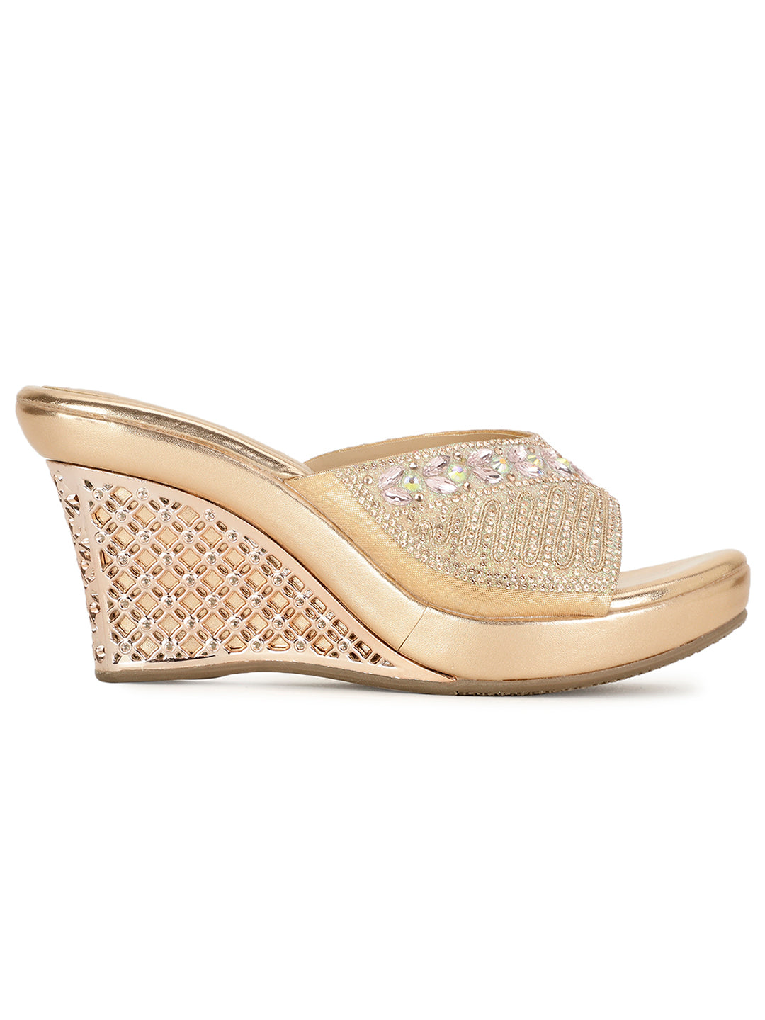 Bata Women Rose Gold Wedge Heel Mule Sandal - Rose Gold - View 2