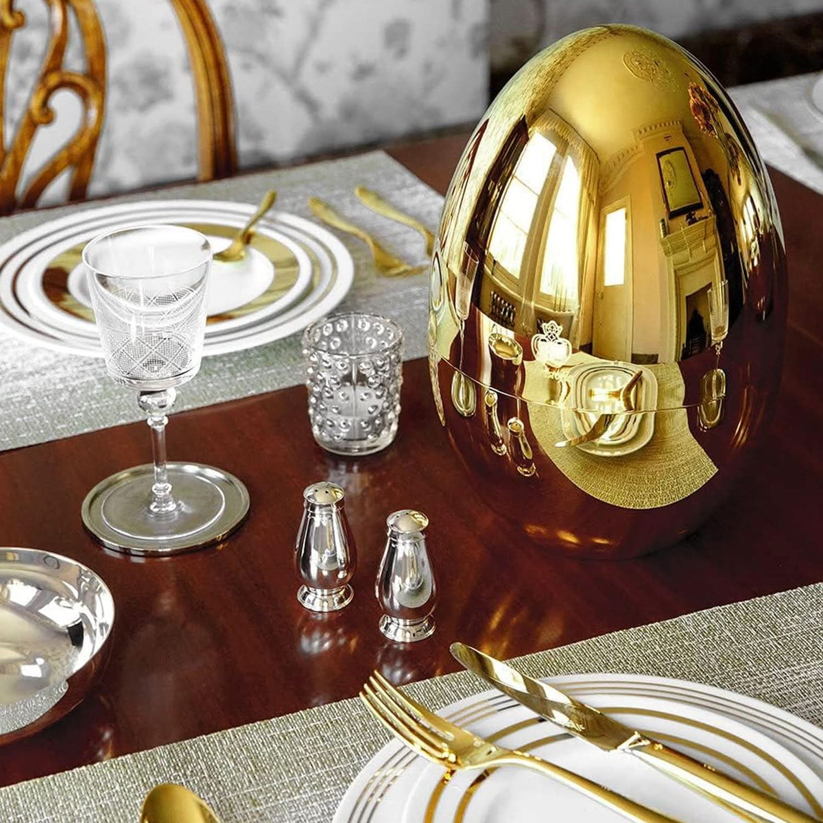 Premium 24-Piece Golden Cutlery Set with Stylish Oval Stand HP DD
