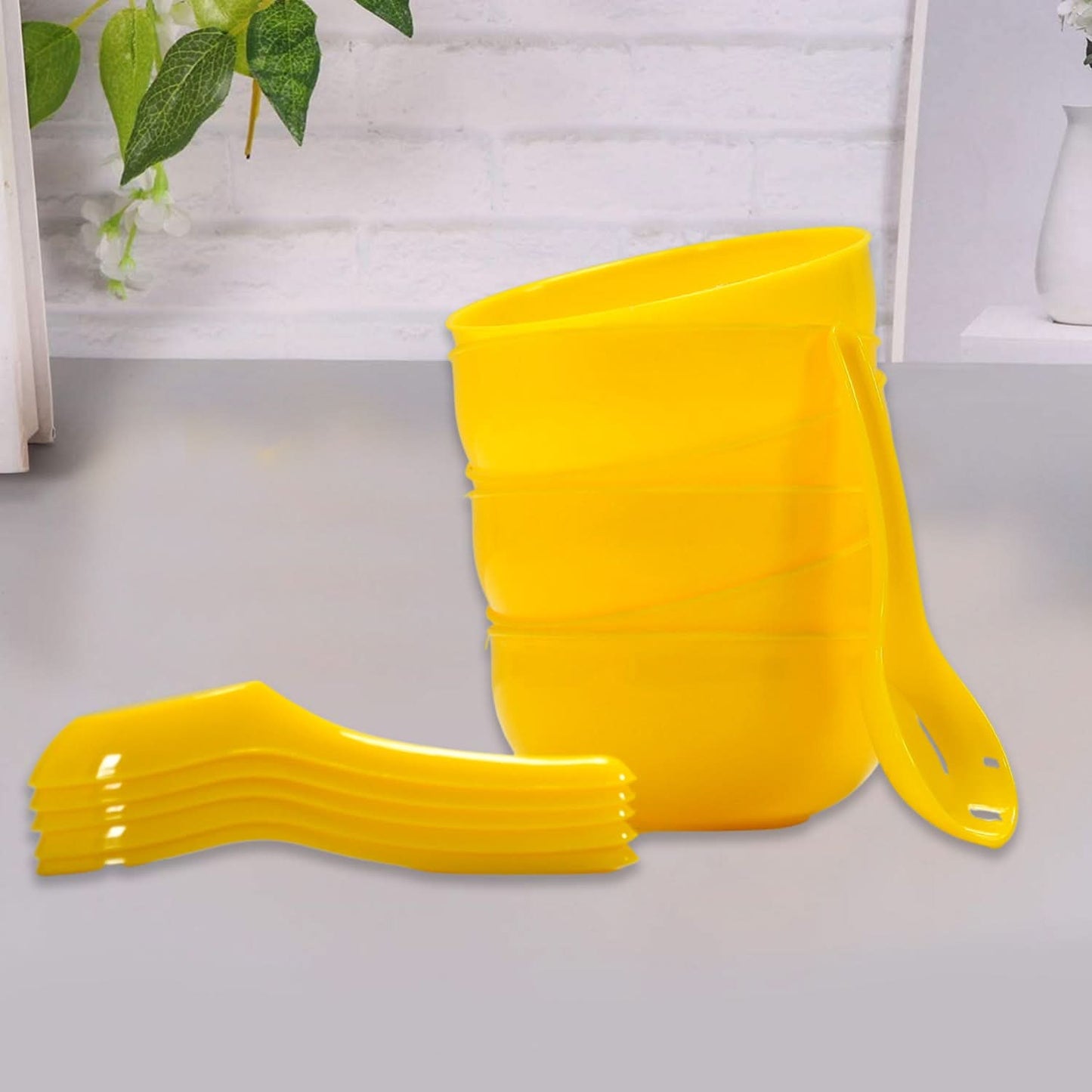 Soup Bowl Spoon Set Plastic For Kitchen Home Use