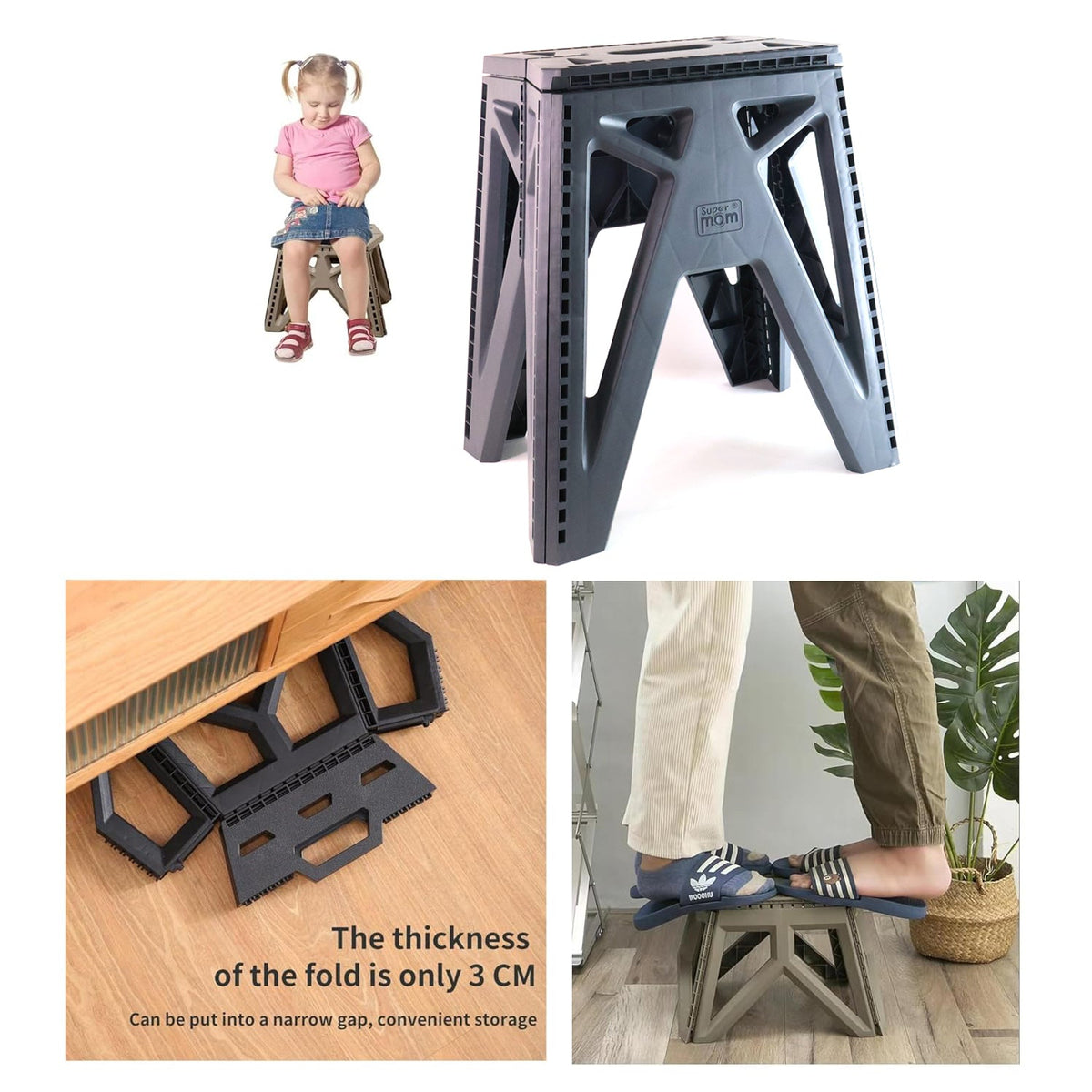 Supermom Comfort Multi-purpose Folding Stool (18 Inch) HP DD