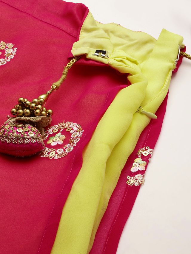 Bollywood Vogue Ready To Wear Dark Pink Georgette Embroidered Lehenga set