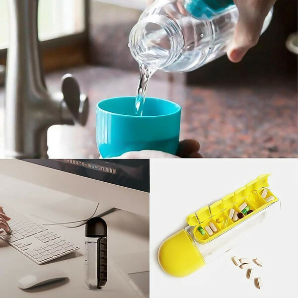 Multi-Functional Pill & Water Bottle – Travel Kit 600ml -Mix Color ABHI Mobiles
