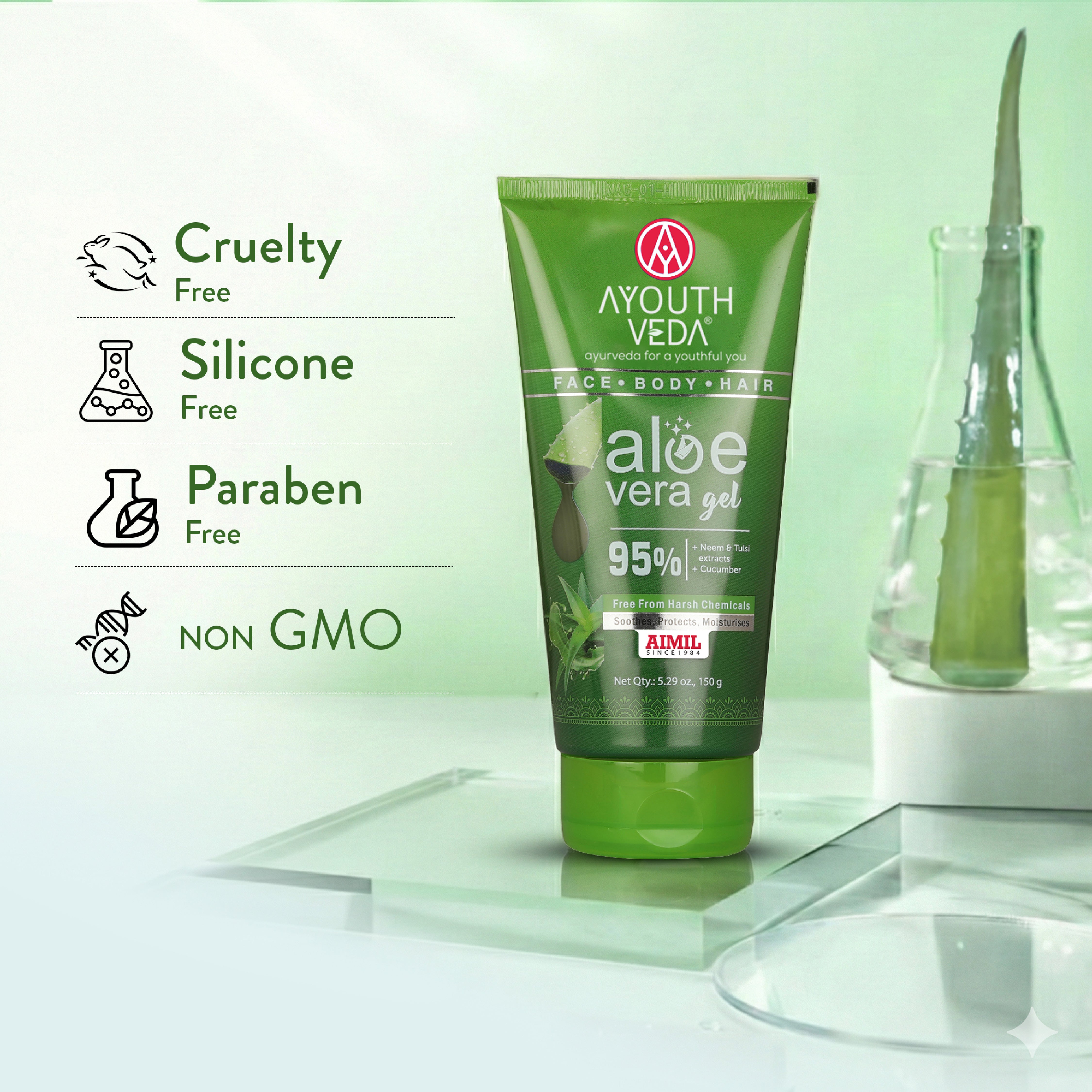 Ayouthveda Aloe Vera Gel Pack of 4 (150 gm) Aimil Ayouthveda