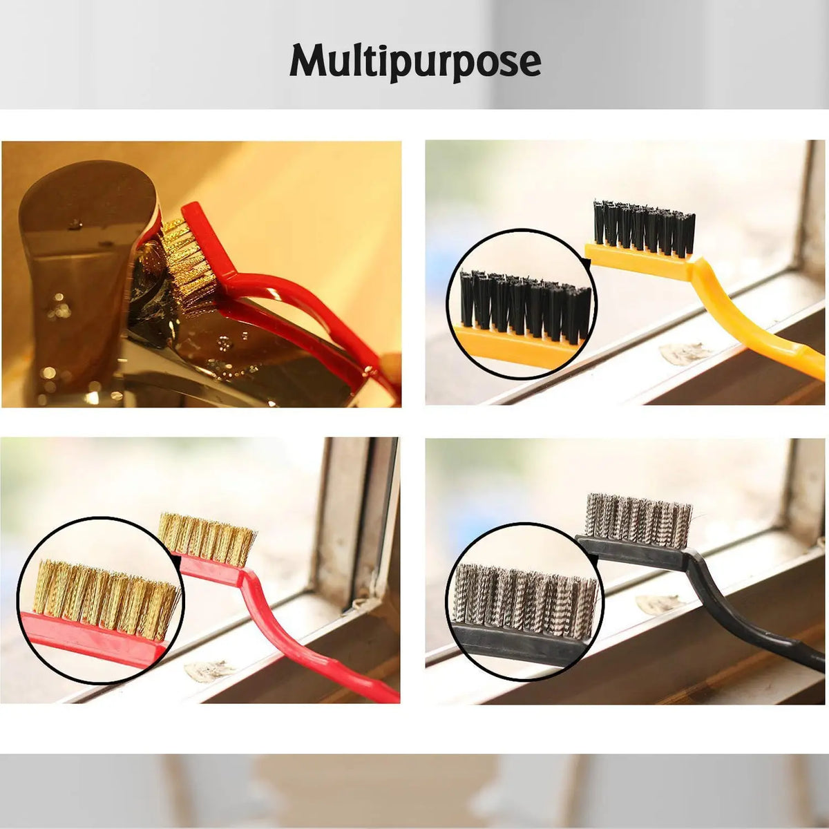 3pc Mini Wire Brush Set Brass Nylon Stainless Steel Bristles Household Cleaning Brush For Gas Stove Smoke Machine Tool Burner Tiles Tap Rust Removal Welding Slag Dirt Paint Scrubbing. HP DD
