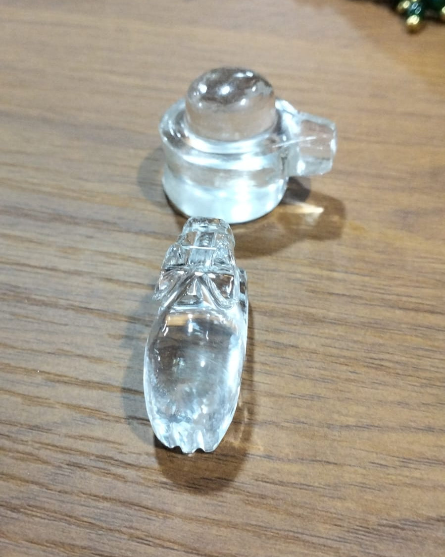 Spatika Lingam (set) – Natural Crystal Quartz Shiva Lingam for Pooja, Healing & Positive Energy
