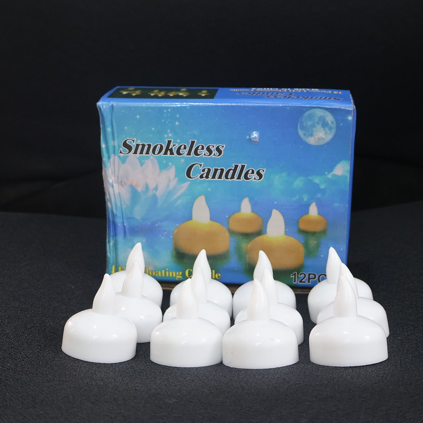 LED Floating Lotus Water Sensor Candles with Automatic On/Off Flameless Decorative Lights (12 Pc)