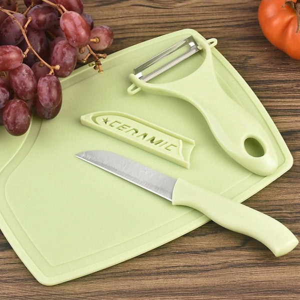 Kitchen Peeler & 3-Piece Knife Set Combo