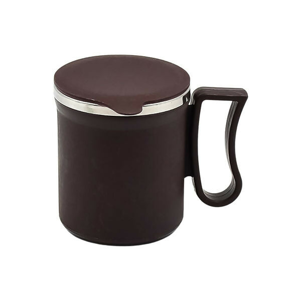 Stainless Steel Coffee Mug with Lid and Handle Plastic Cover 200ml (Random Color) ABHI Mobiles