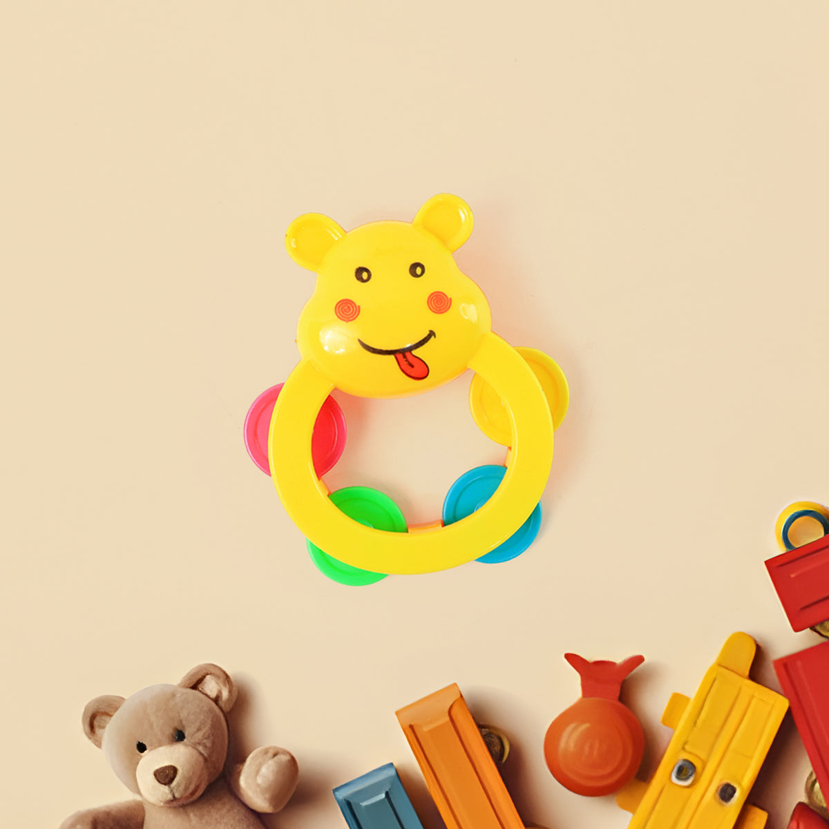 3 Pcs Set Colorful Animal Shape Baby Rattle Toy with Soft Grip and Teething Keys – Safe and Engaging Infant Handheld Play Toys for Newborns and Toddlers