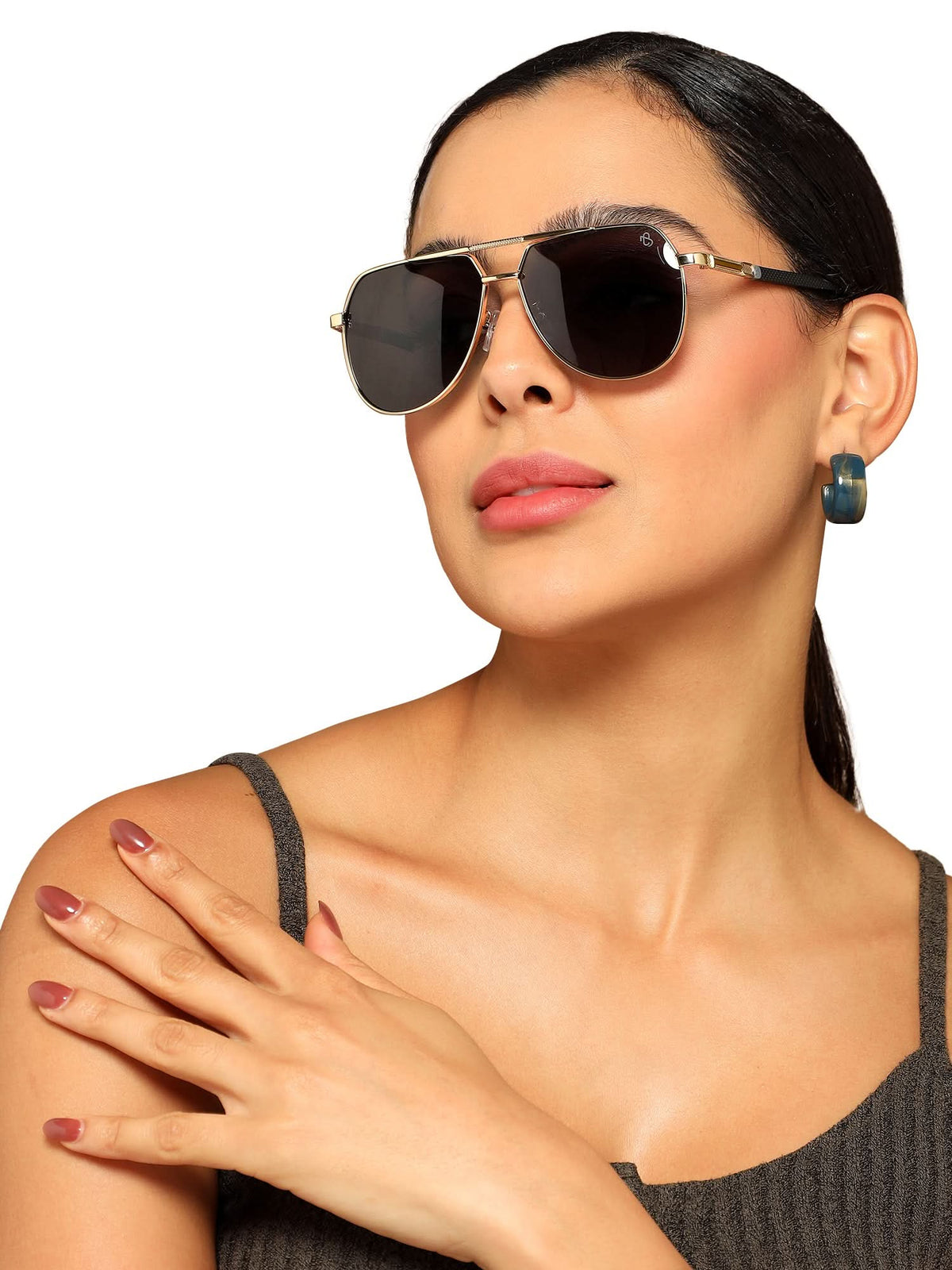 Eyejack Golden Aviator Sunglasses for Men and Women - worn by a male model (image 2)