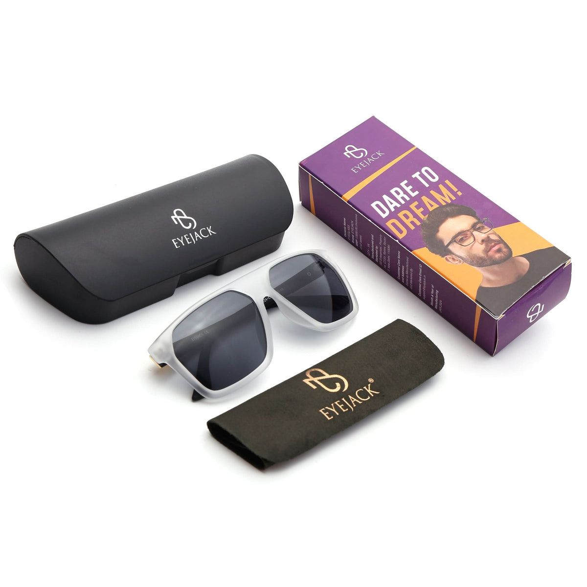 Eyejack Grey Wayfarer Sunglasses for Men and Women - Style 1052 - detail view
