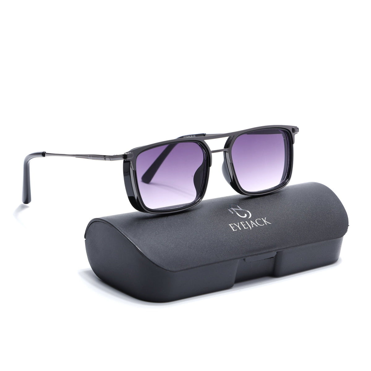 Eyejack Dark Grey Rectangle Sunglasses for Men and Women - with box packaging