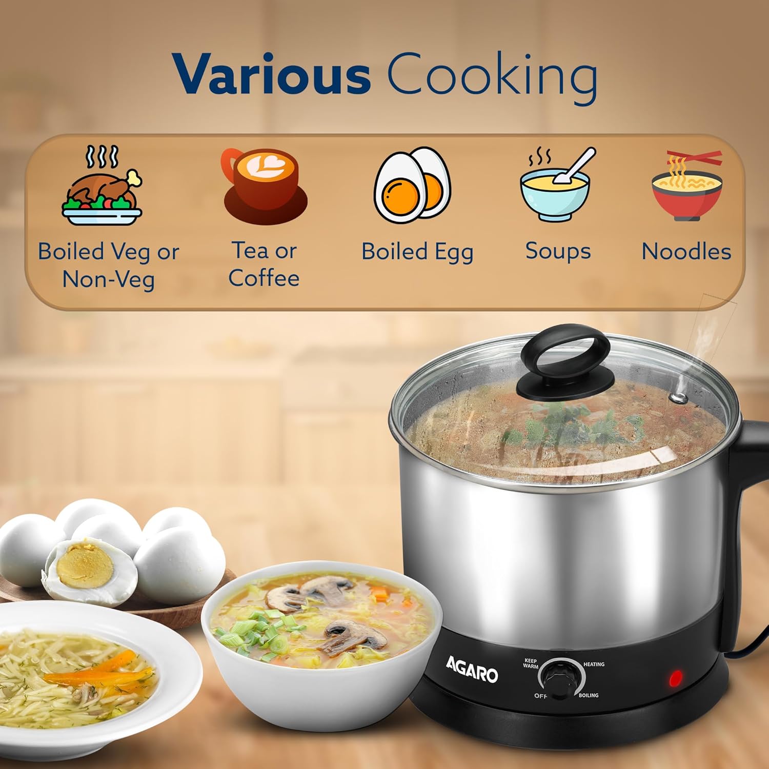 AGARO Esteem Stainless Steel Electric Kettle with Heating Technology