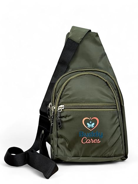 Buddy Cares Unisex Crossbody Bag – Hands-Free Travel, Commute & Adventure Sling Bag – Green