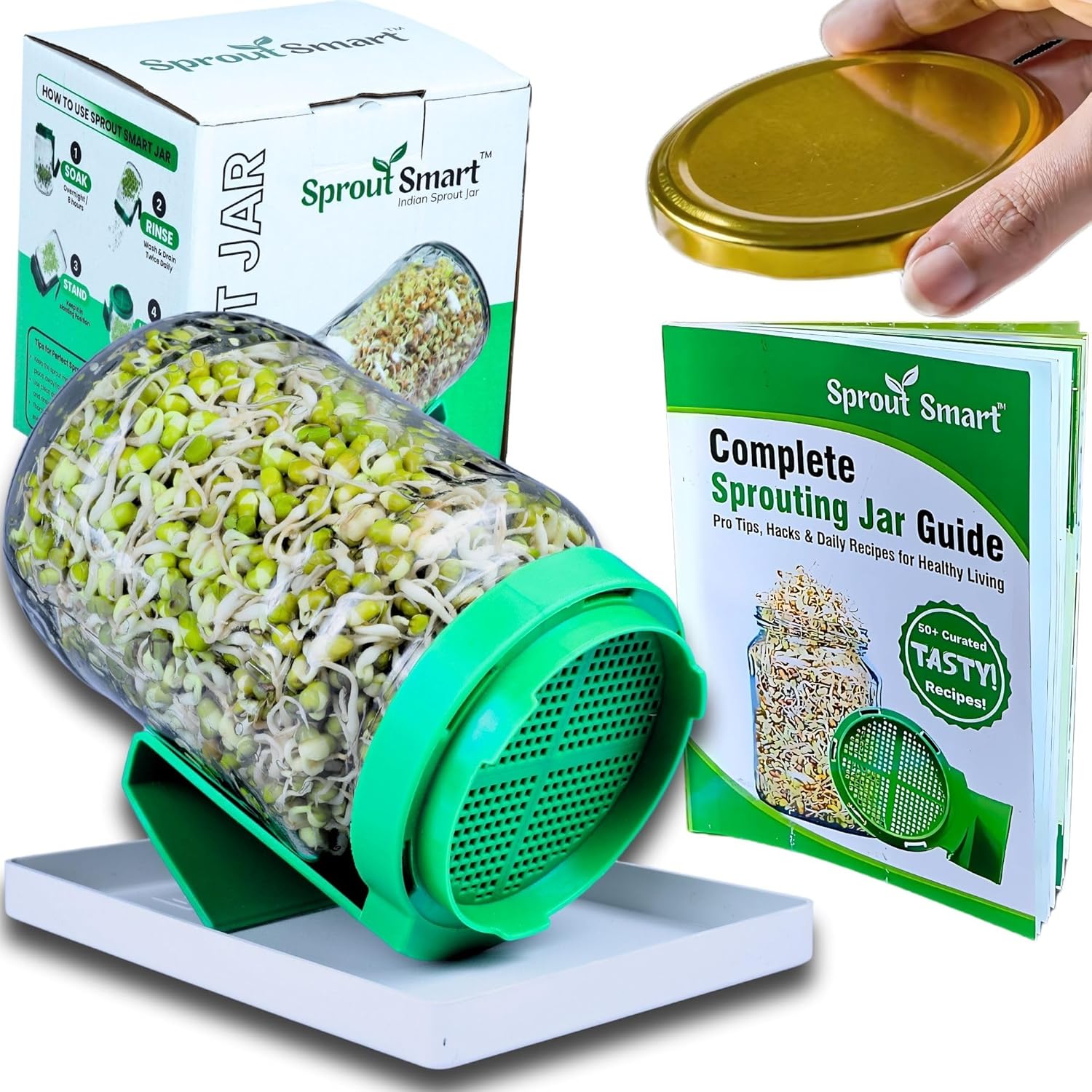Sprout Smart Sprouts Maker Glass Jar with Airtight Mesh Lid – 720 ml