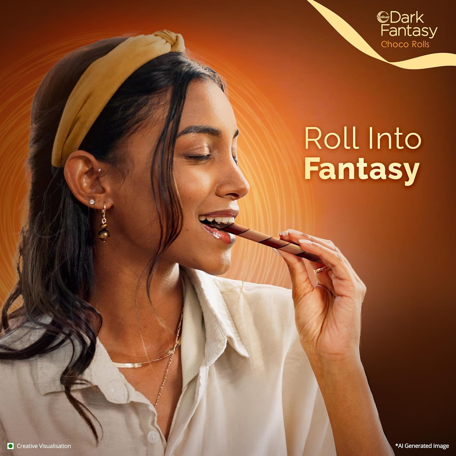 Sunfeast Dark Fantasy Choco Rolls, Crunchy Choco Wafer Rolls with Rich Molten Filling, Perfect Snacking Delight, 180g HalfPe - FW -TPT