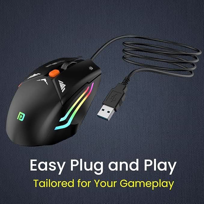 Portronics Vader gaming Mouse with 6 soundless buttons and adjustable DPI (BLACK)