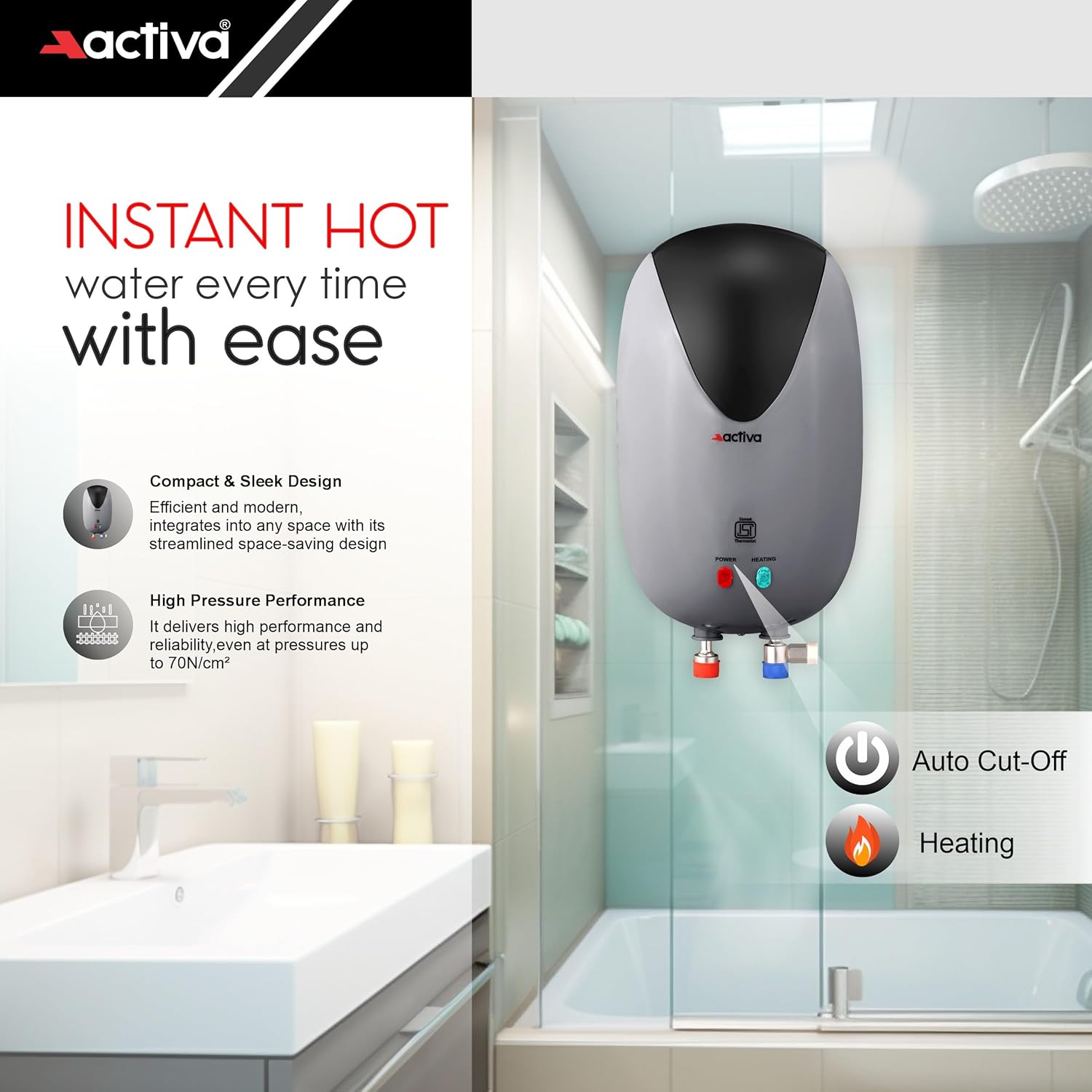ACTIVA Act_Prem_3Ltr_Black 3 L Instant Water Geyser (Black)