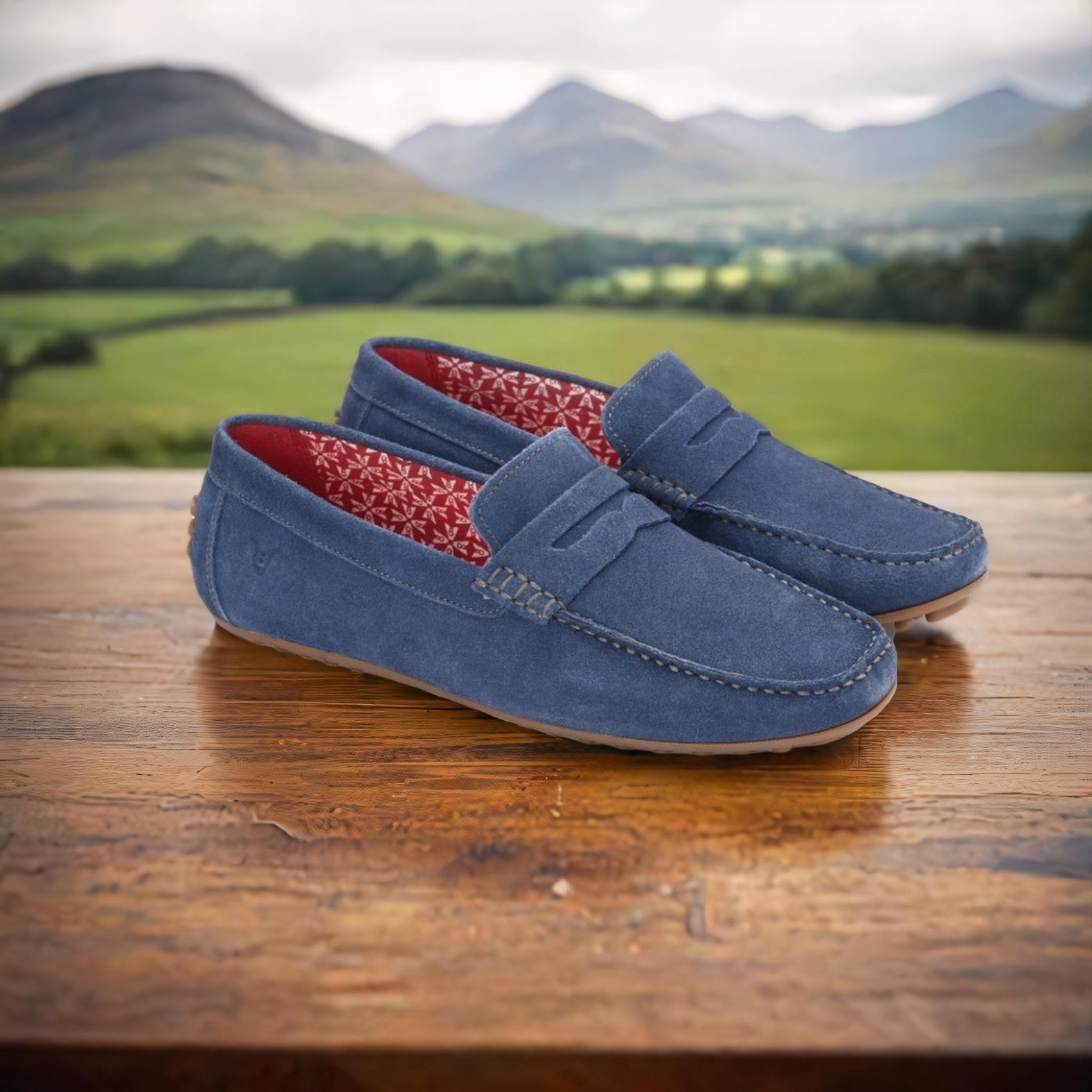 The Seti Blue Suede Men Casual Drivers V8 By Ruosh