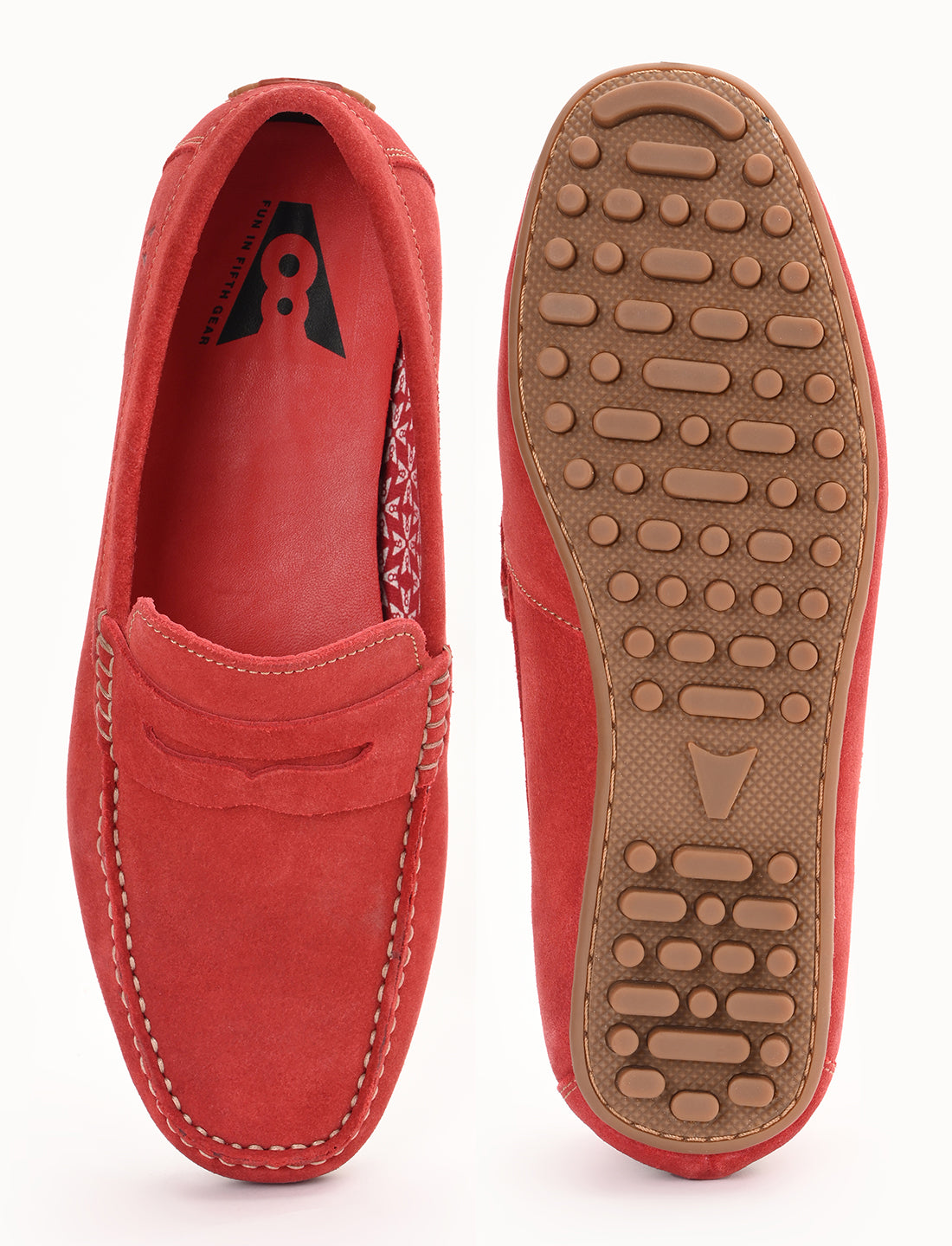 The Seti Red Suede Men Casual Drivers V8 By Ruosh