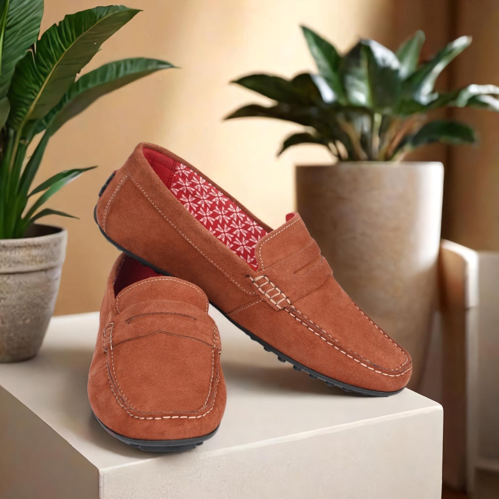 The Seti Tan Suede Men Casual Drivers V8 By Ruosh
