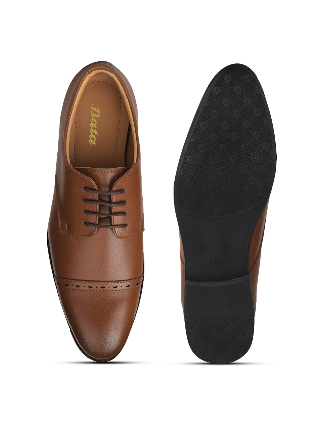 Bata Men's Tan Formal Lace-up Derby Shoes - Tan