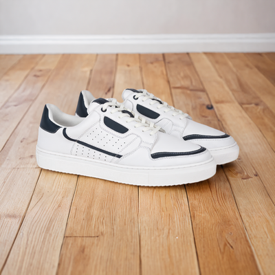 The Aldor White & Navy Men Casual Sneaker V8 By Ruosh