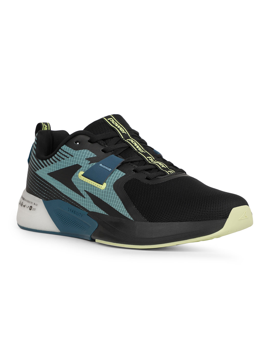 Power Men Black Lace-up Oxford Sports Shoes - Black - View 1