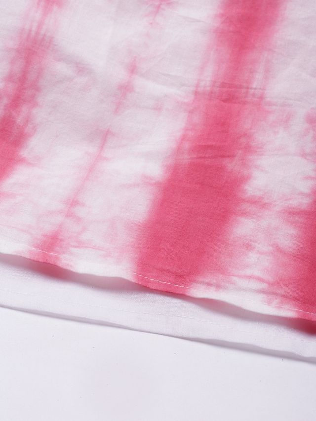 Bollywood Vogue Ready To Wear Pink Tie N Dye Gathered Flare Dress