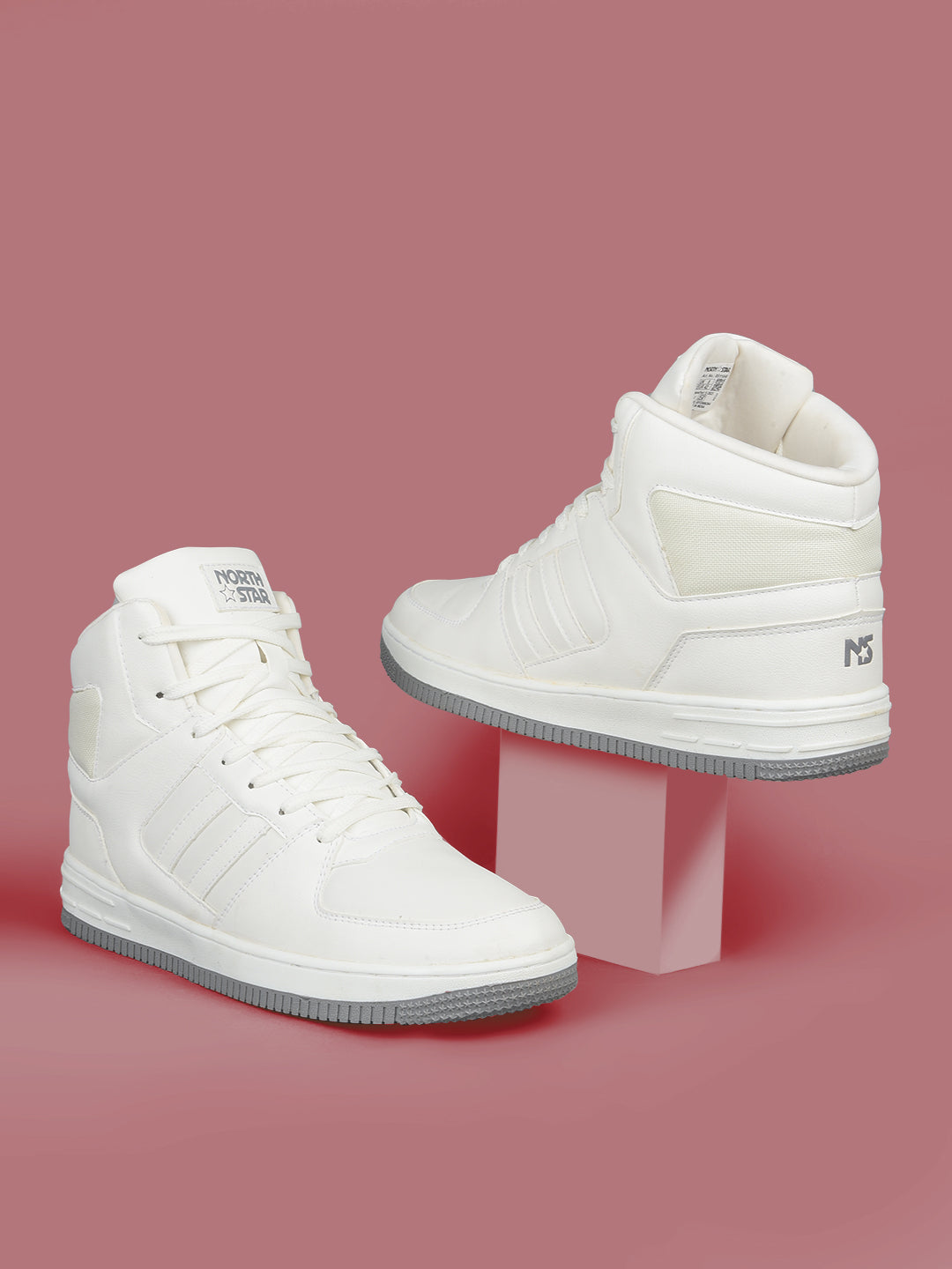 North Star Men White Casual Ankle Length Lace-up Sneakers - White - View 6