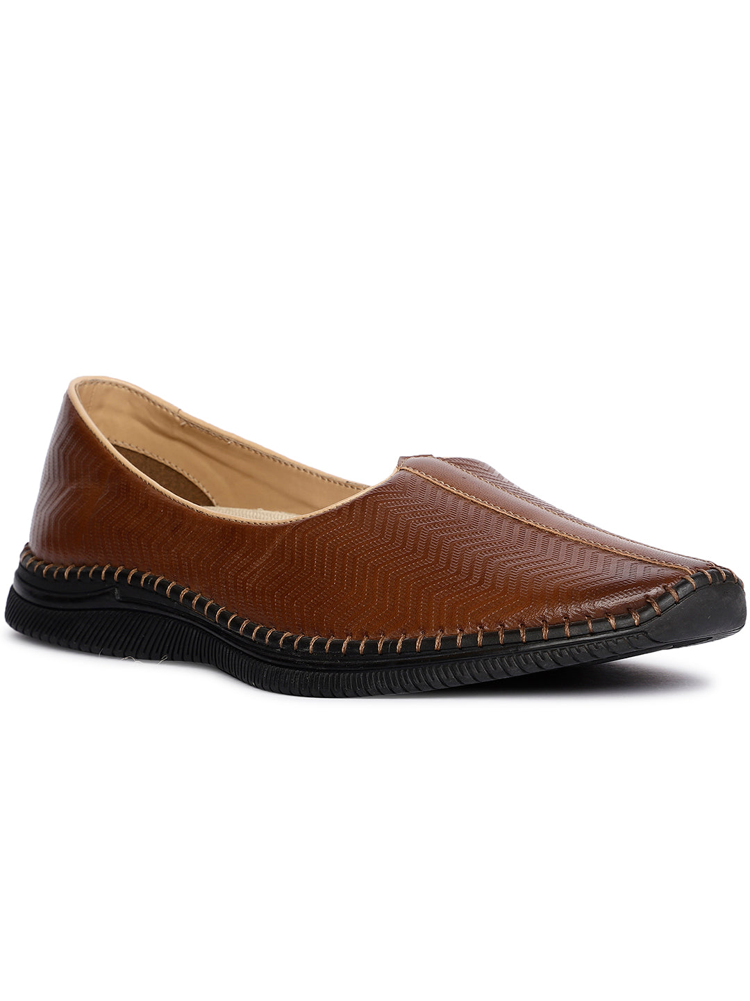 Bata Men's Tan Ethnic Mojaris - Tan