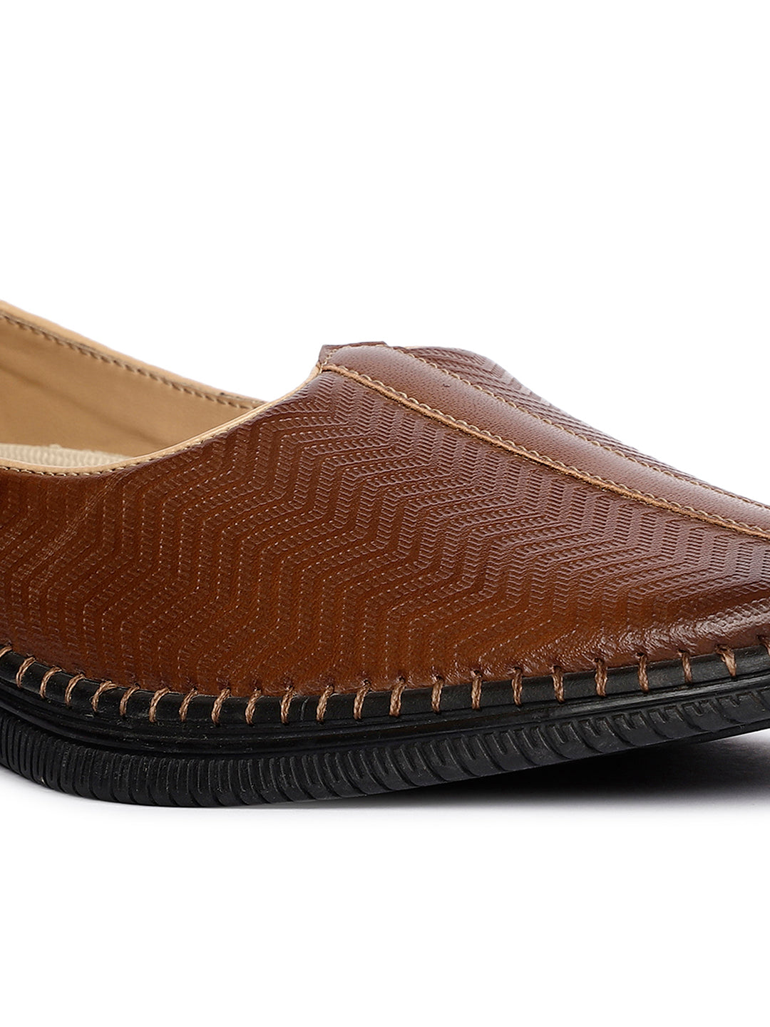 Bata Men's Tan Ethnic Mojaris - Tan