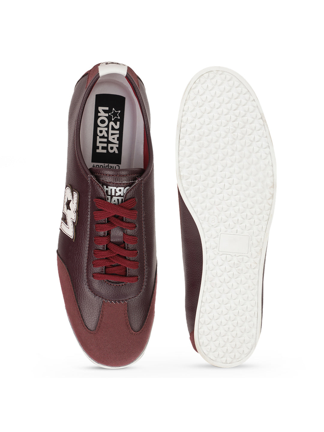 North Star Men's Maroon Casual Lace-up Sneakers - Maroon