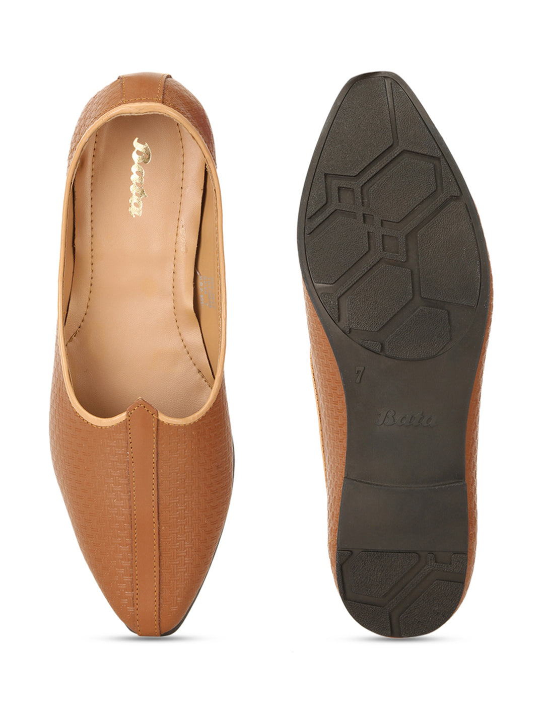 Bata Men Light Brown Traditional Slip-on Mojari - Light Brown - View 4