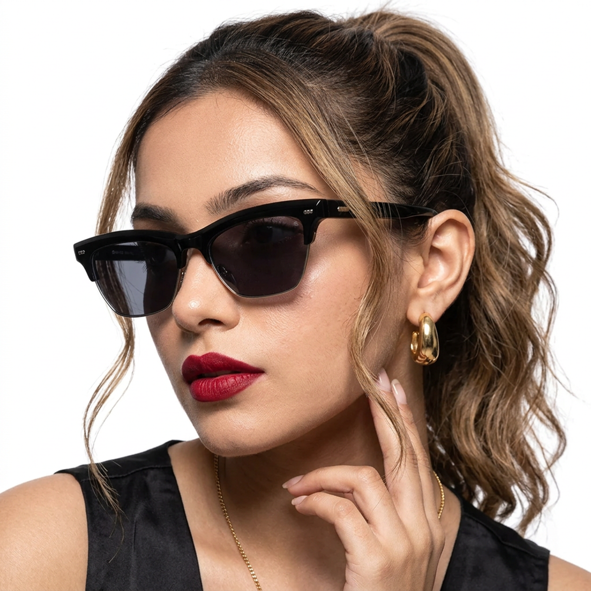 Eyejack Shine Black Cateye Sunglasses for Men and Women - Style 1249 - worn by a male model (image 3)