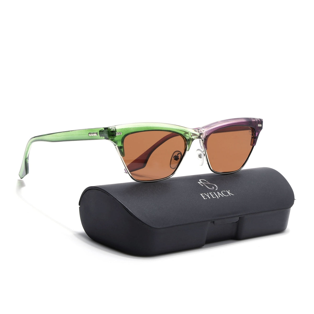 Eyejack Green & Purple Cateye Sunglasses for Men and Women - view 6