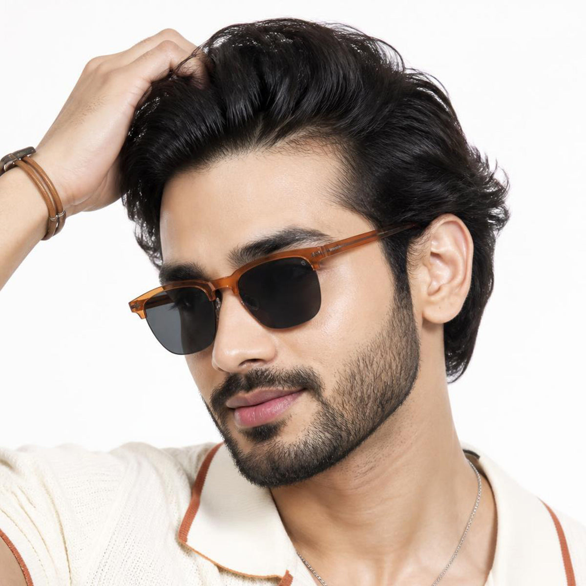 Eyejack Brown Cateye Sunglasses for Men and Women - Style 1253 - worn by a male model (image 1)