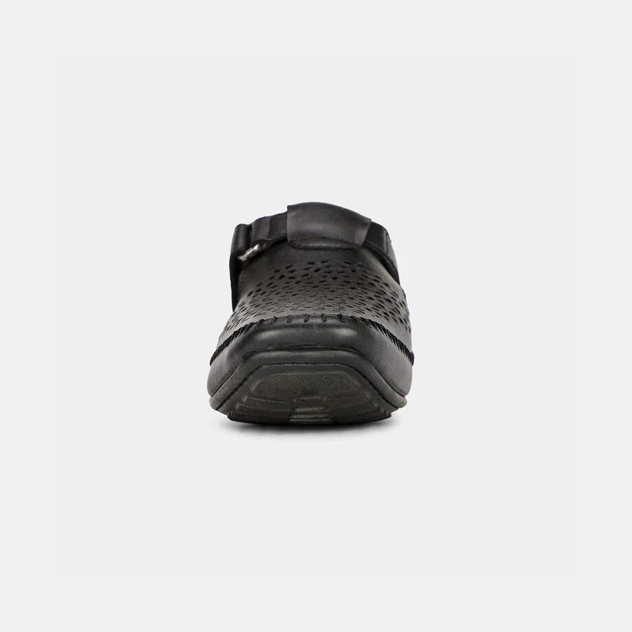 Bata Men's Black Shoe-Style Sandals with Velcro Closure Bata