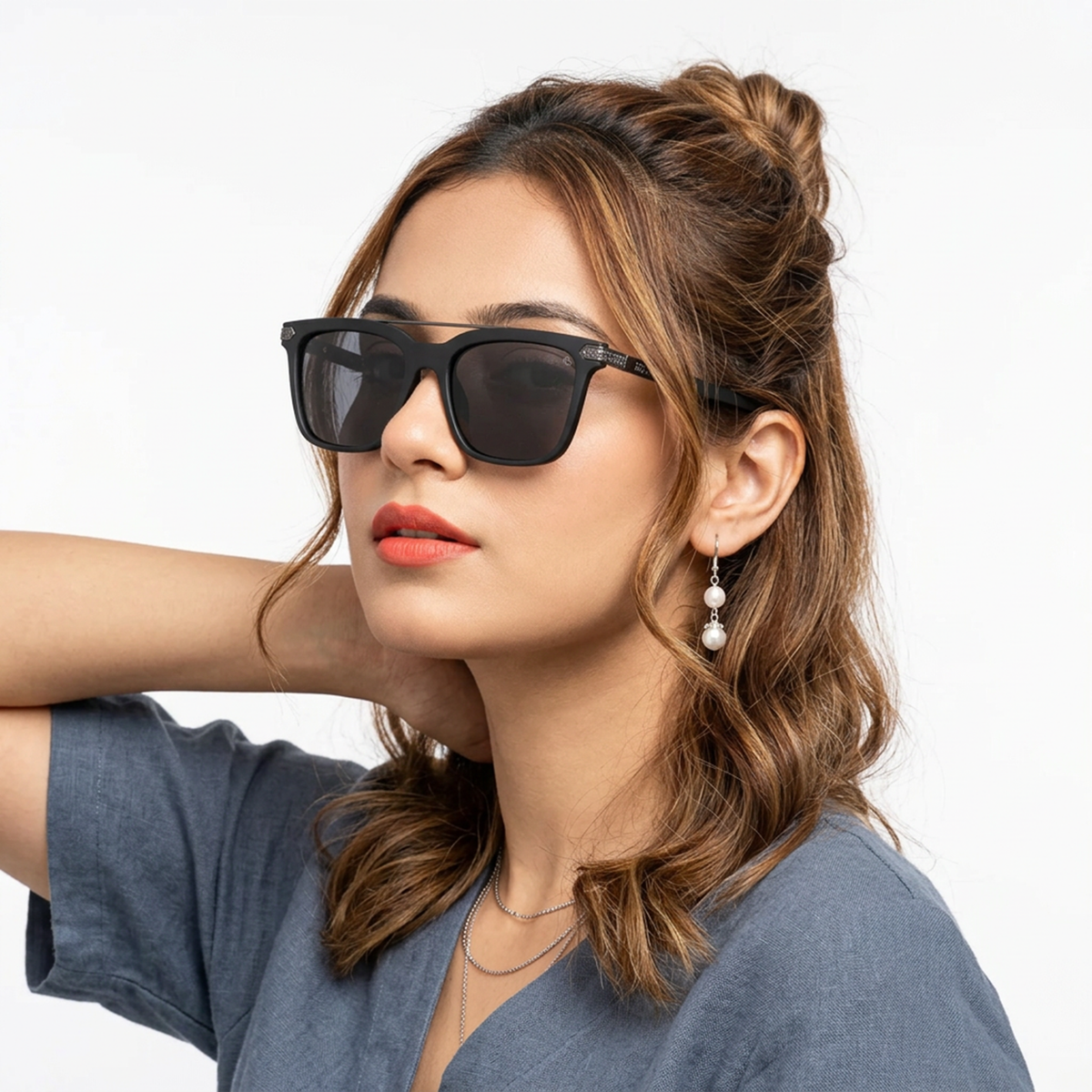 Eyejack Black Wayfarer Sunglasses for Men and Women - Style 2137 - worn by a male model (image 3)