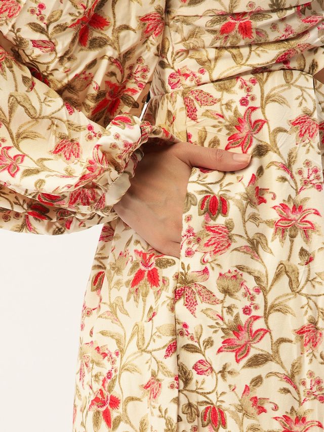 Bollywood Vogue Ready To Wear Beige Printed Rayon Jumpsuits