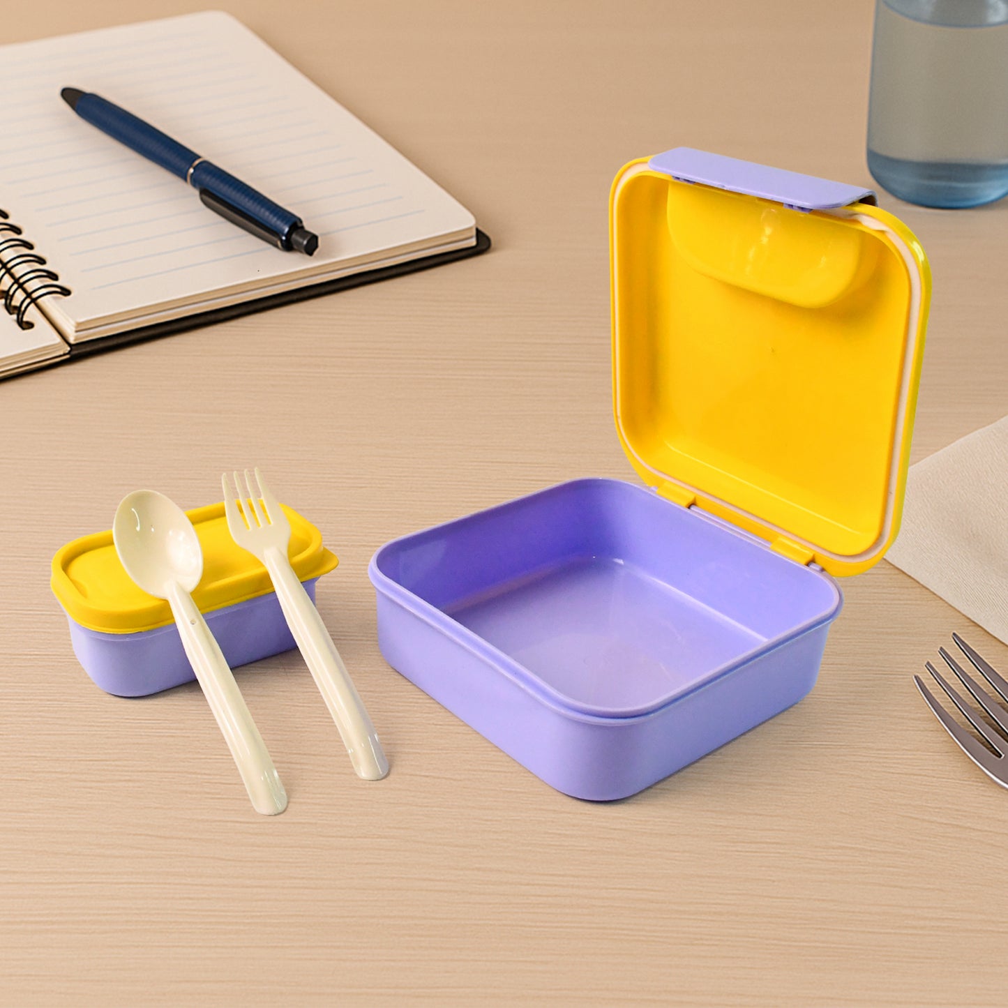 Kids Lunch Box Set With Small Inner Container with Spoon & Fork (1 Pc)