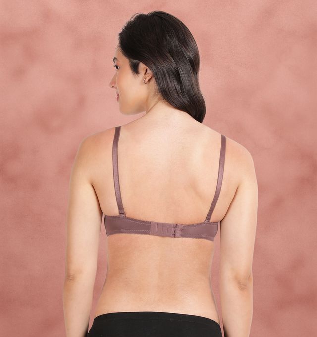 Susie 3/4th coverage Rose Taupe Bottom Lace Trim With CharmPadded Adjustable Detachable Multiway Wired Bra