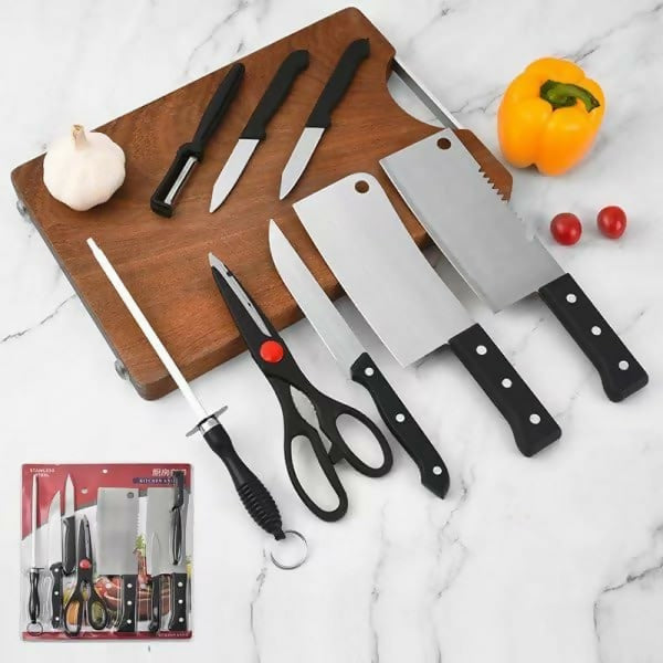 8 Piece Stainless Steel Knife Set with Stand Kitchen Cutting Tools