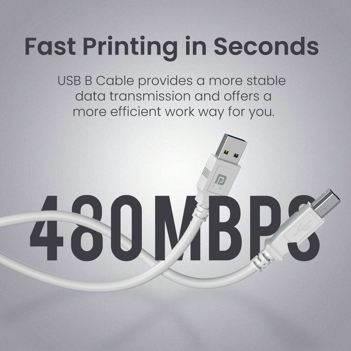 Portronics Printlink 3 USB A to USB B Printer Cable – 3 Meter High-Speed USB Cable for Printers & Compatible Devices - White