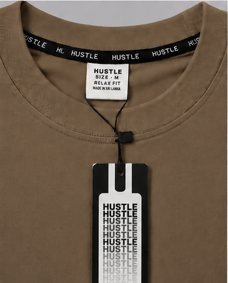 HUSTLE Dark Khaki Olive Relax Fit T-Shirt