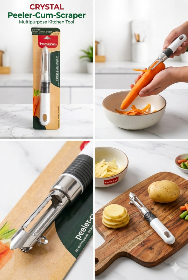 CRYSTAL Peeler Cum Scraper – Multipurpose Kitchen Tool HalfPe - FW -TPT