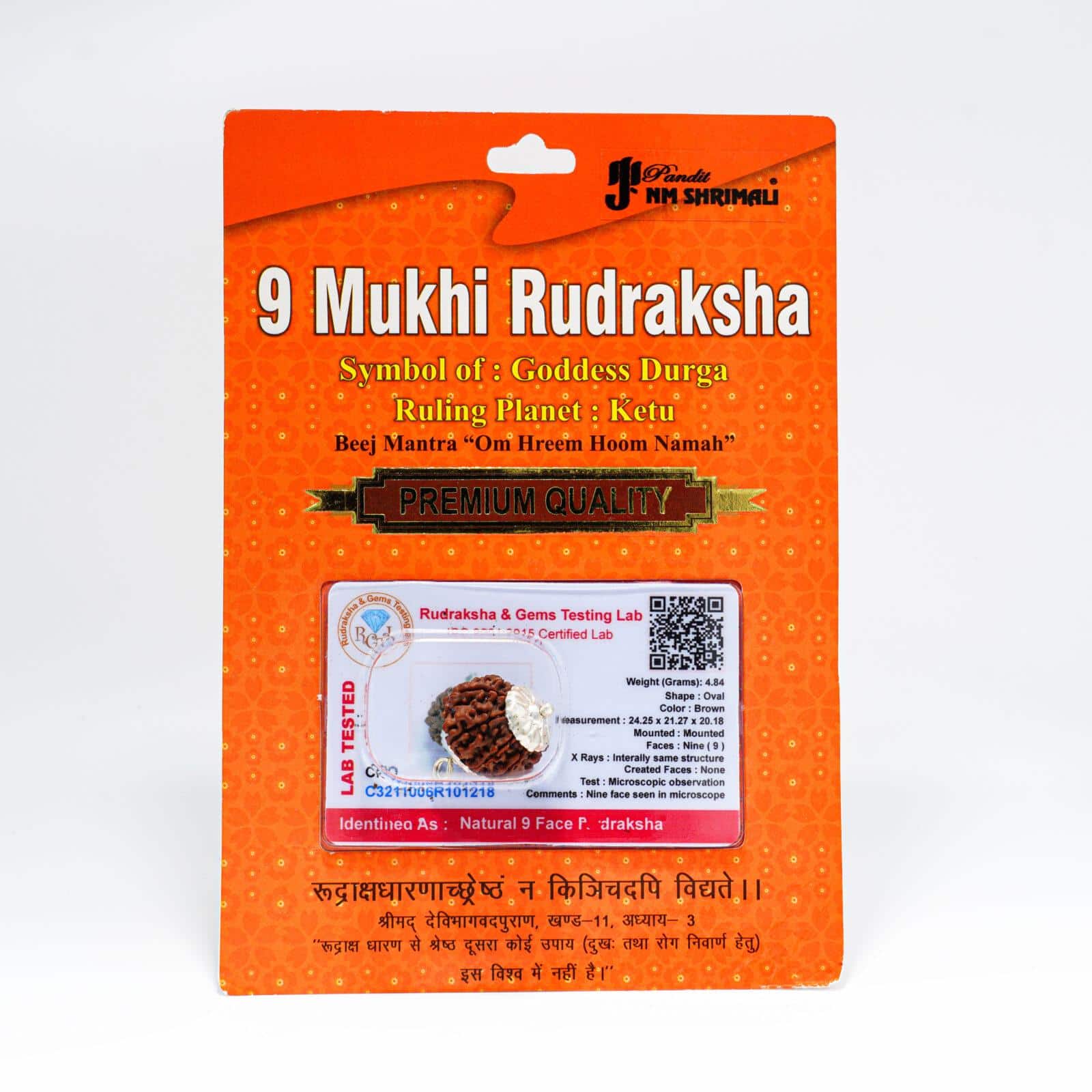 9 Mukhi Rudraksha Bead – Durga Blessing Sacred Natural Rudraksha