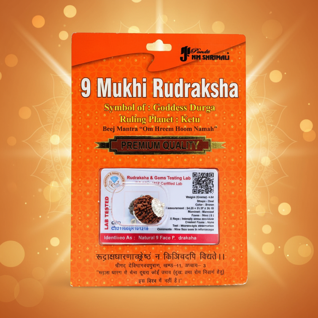 9 Mukhi Rudraksha Bead – Durga Blessing Sacred Natural Rudraksha