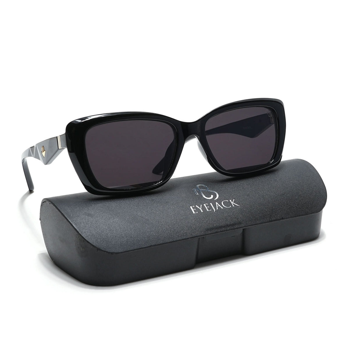 Eyejack Black Rectangle Sunglasses for Men and Women - view 8