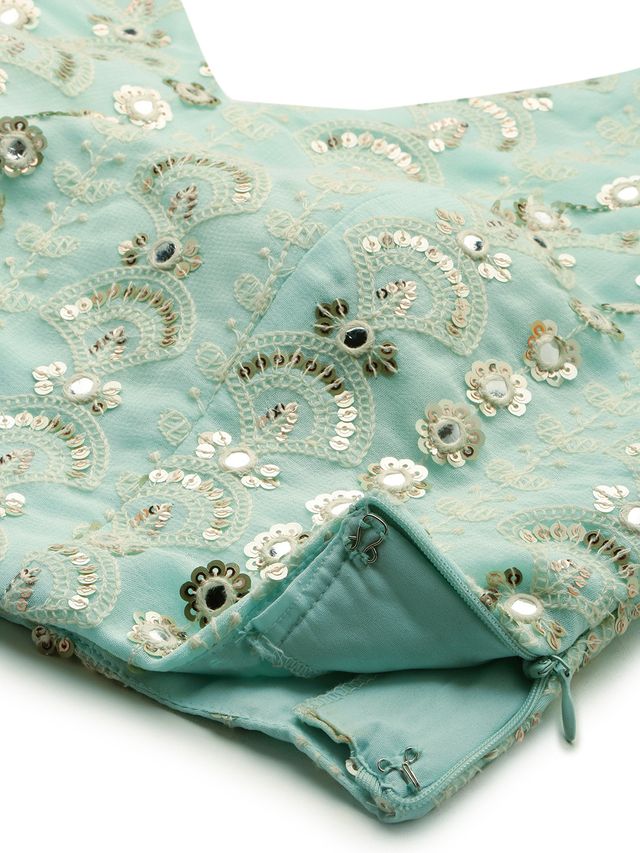 Bollywood Vogue Ready To Wear Blue Georgette Embroidered Blouse N Pink Skirt